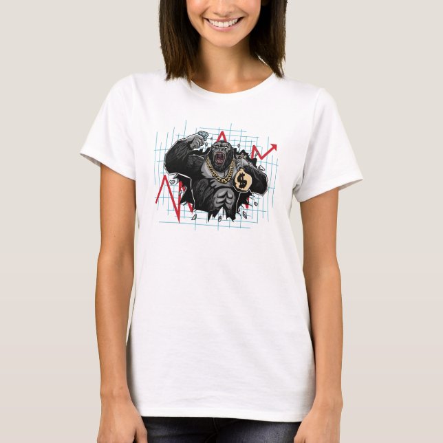 Diamond Handed Ape Stock Market Chart T-Shirt (Front)