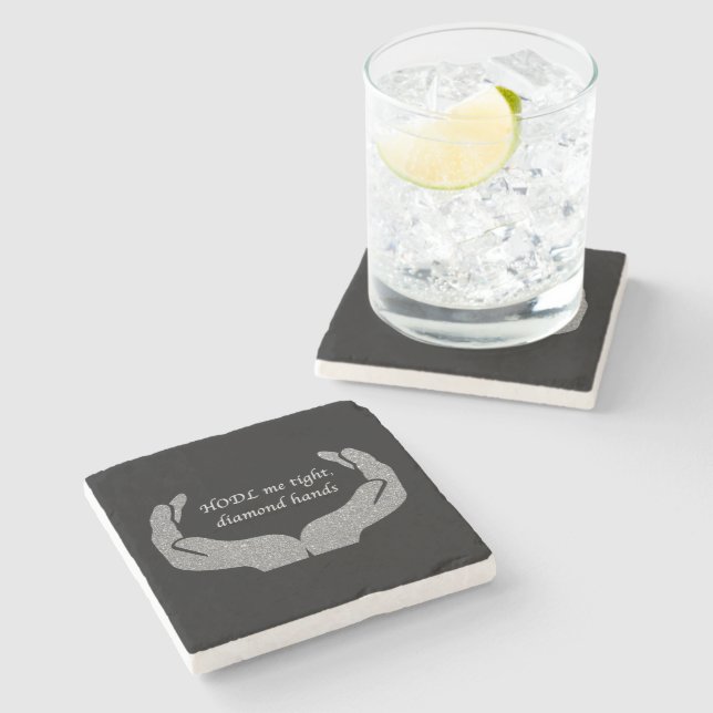 Diamond Hands Stone Coaster (Side)