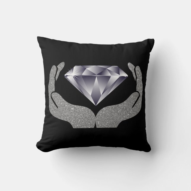 Diamond Hands Throw Pillow (Front)