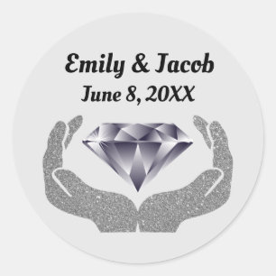 Diamond Hands Wedding Classic Round Sticker