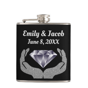 Diamond Hands Wedding Hip Flask