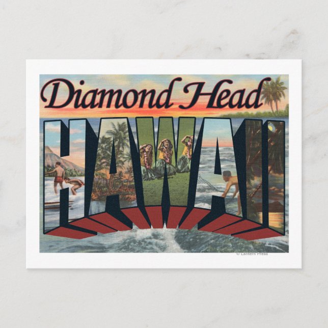 Diamond Head, Hawaii - Large Letter Scenes Postcard (Front)