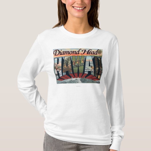Diamond Head, Hawaii - Large Letter Scenes T-Shirt (Front)