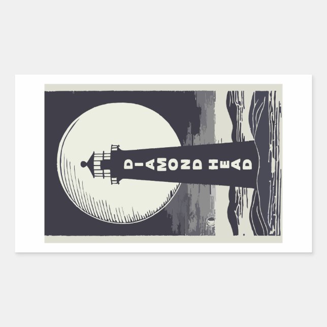 Diamond Head Lighthouse Hawaii Moon Rectangular Sticker (Front)