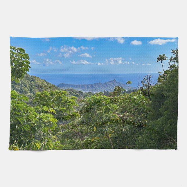 Diamond Head Tea Towel (Horizontal)