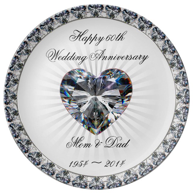 Diamond Heart 60th Anniversary Porcelain Plate (Front)