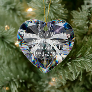 Diamond Heart 60th Wedding Anniversary Ornament