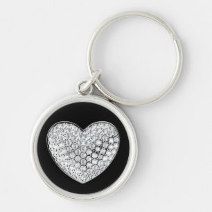 Diamond heart-black bg key ring