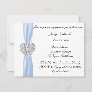 Diamond Heart Blue Engagement Party Invitation