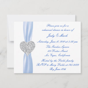 Diamond Heart Blue Rehearsal Dinner Invitation