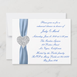 Diamond Heart Blue Rehearsal Dinner Invitation