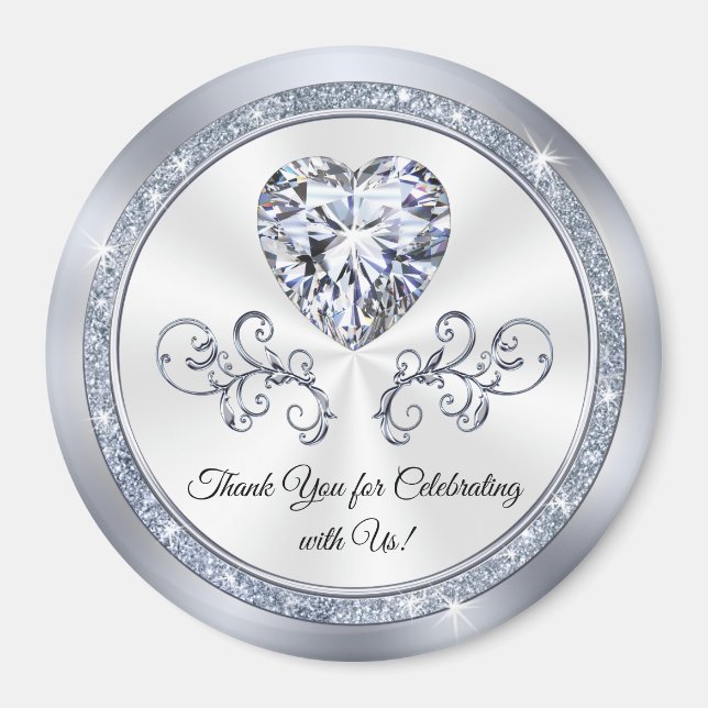 Diamond Heart, Cheap Bridal Shower Favours in BULK Magnet (Front)