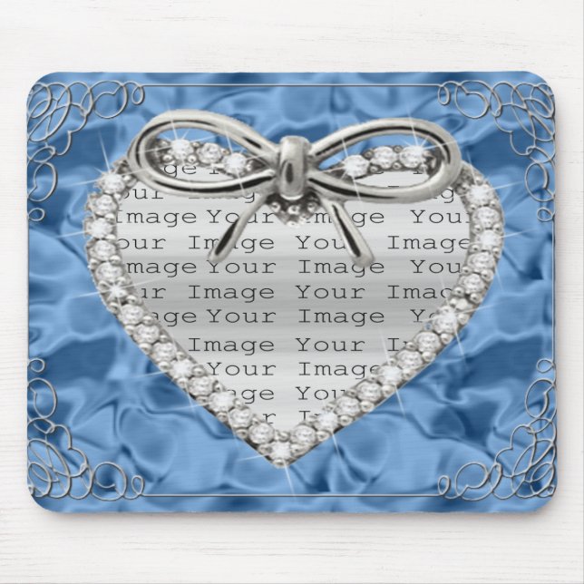Diamond Heart Frame Blue Mouse Pad (Front)