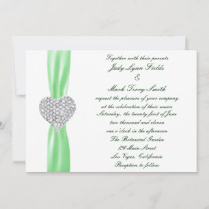 Diamond Heart Green Wedding Invitation