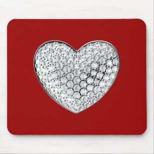 Diamond Heart - maroon bg Mouse Pad
