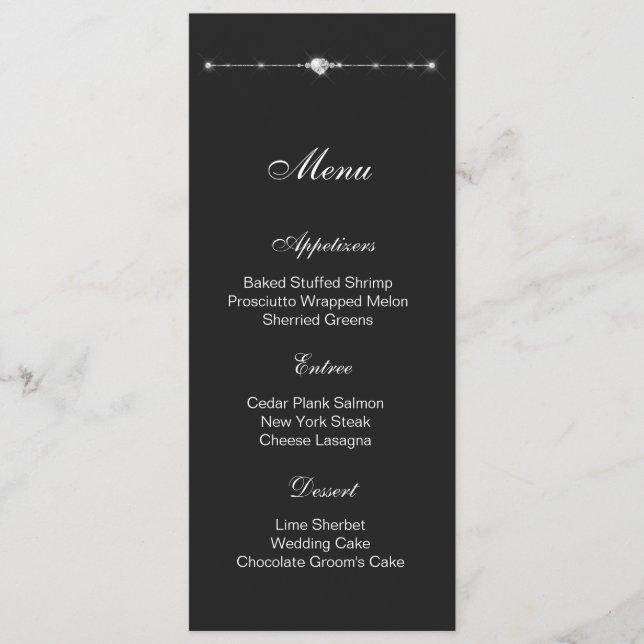 Diamond Heart Menu Card (Front)