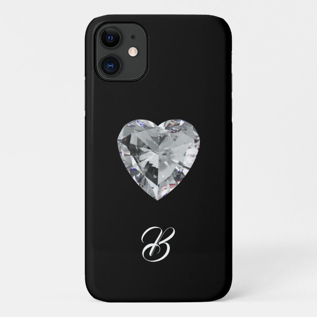 Diamond Heart Monogram Phone Case (Back)