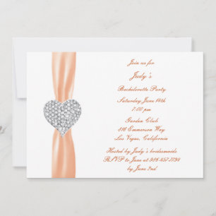 Diamond Heart Orange Bachelorette Party Invitation