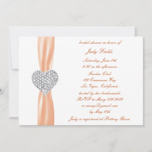 Diamond Heart Orange Wedding Bridal Shower Invite