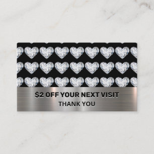 Diamond Heart Pattern Discount Business Card
