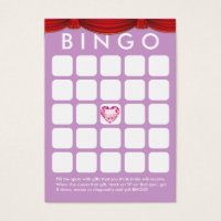 Diamond Heart Purple Bridal Shower Bingo Card
