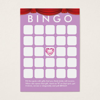Diamond Heart Purple Bridal Shower Bingo Card