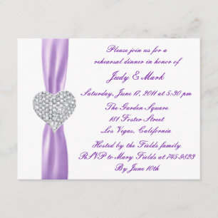 Diamond Heart Purple Rehearsal Dinner Invitation