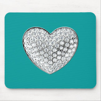 Diamond Heart - teal bg Mouse Pad