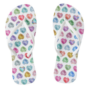 Diamond Heart Watercolor Pattern Cute Pastel Girly Jandals