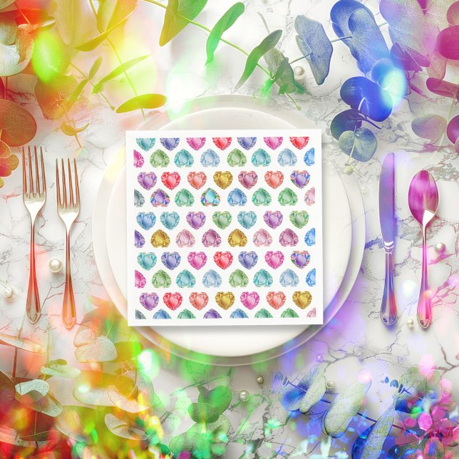 Diamond Heart Watercolor Pattern Cute Pastel Girly Napkin (Creator Uploaded)