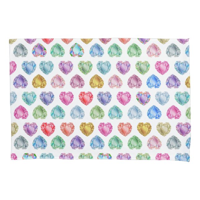 Diamond Heart Watercolor Pattern Cute Pastel Girly Pillowcase (Front)