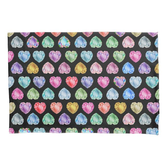 Diamond Heart Watercolor Pattern Cute Pastel Girly Pillowcase (Front)