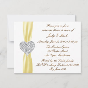 Diamond Heart Yellow Rehearsal Dinner Invitation