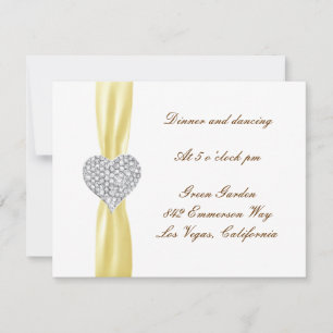 Diamond Heart Yellow Wedding Reception Card