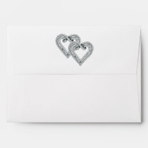 Diamond Hearts Faux Black Glitter Envelope