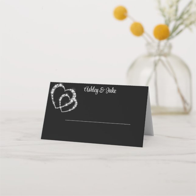 Diamond Hearts Place Card (Front)