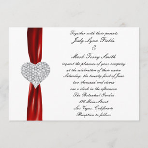Diamond Hearts Red Wedding Invitation
