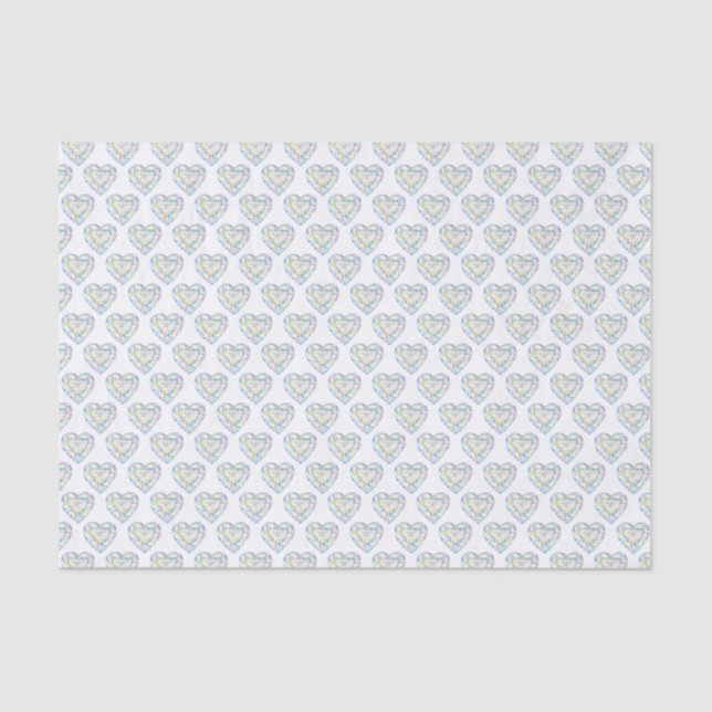 Diamond hearts watercolor art gems tissue paper (Front)
