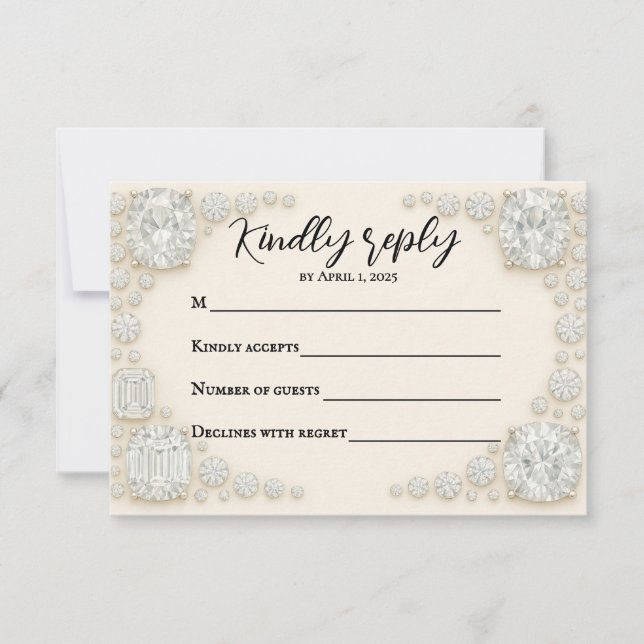 Diamond Heirloom Wedding RSVP Card (Front)