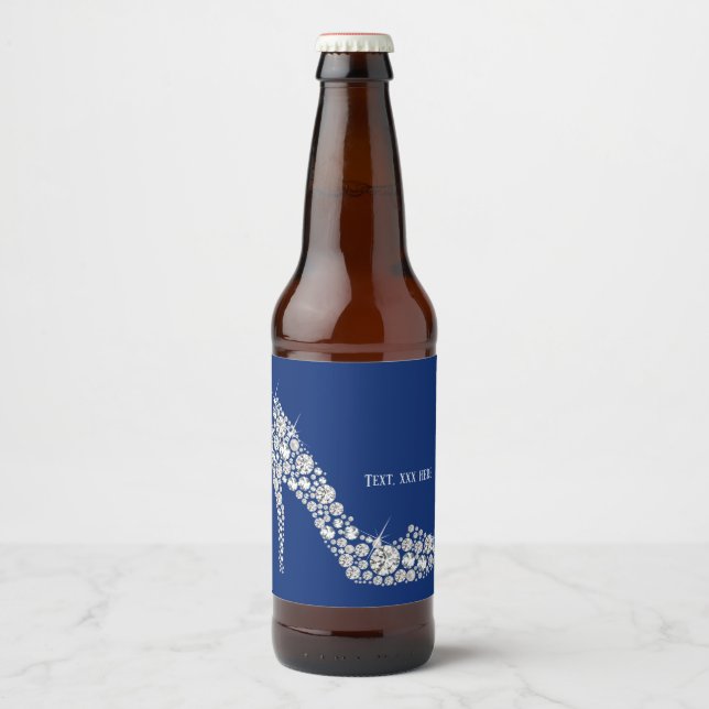 diamond high heels glitter elegant beer bottle label (Front)