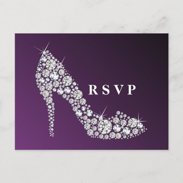 diamond high heels glitter elegant RSVP Invitation Postcard (Front)