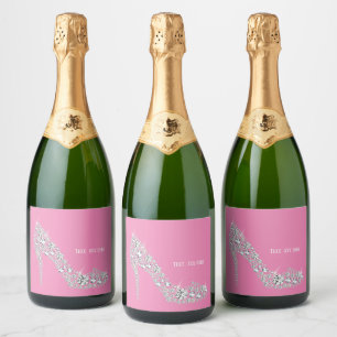 diamond high heels glitter elegant sparkling wine label