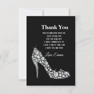 diamond high heels glitter elegant thank you card