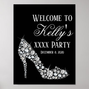 diamond high heels glitter elegant  welcome sign