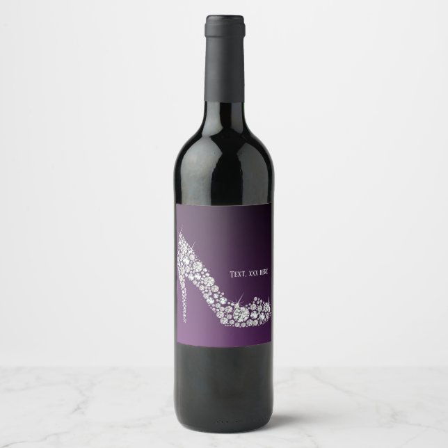 diamond high heels glitter elegant wine label (Front)