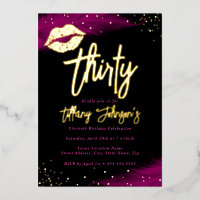 Diamond Hot Pink Gold Kiss 30th Birthday