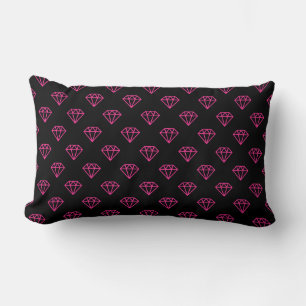 Diamond - Hot Pink on Black Lumbar Cushion