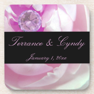 Diamond in Pink Rose Personal Wedding Coaster