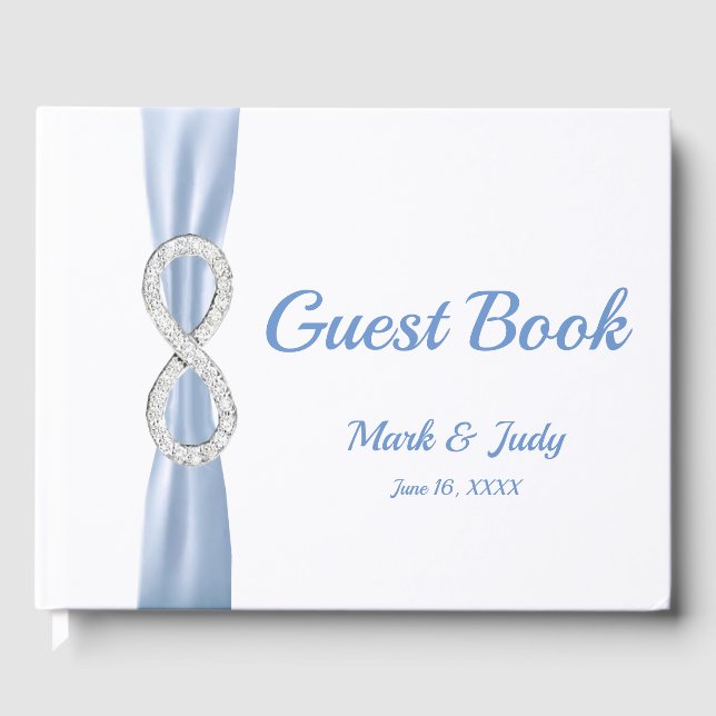 Diamond Infinity Blue Ribbon Wedding Guestbook (Front)