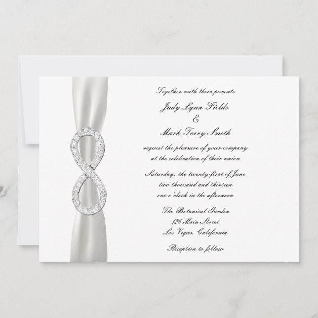 Diamond Infinity White Wedding Invitation (Front)